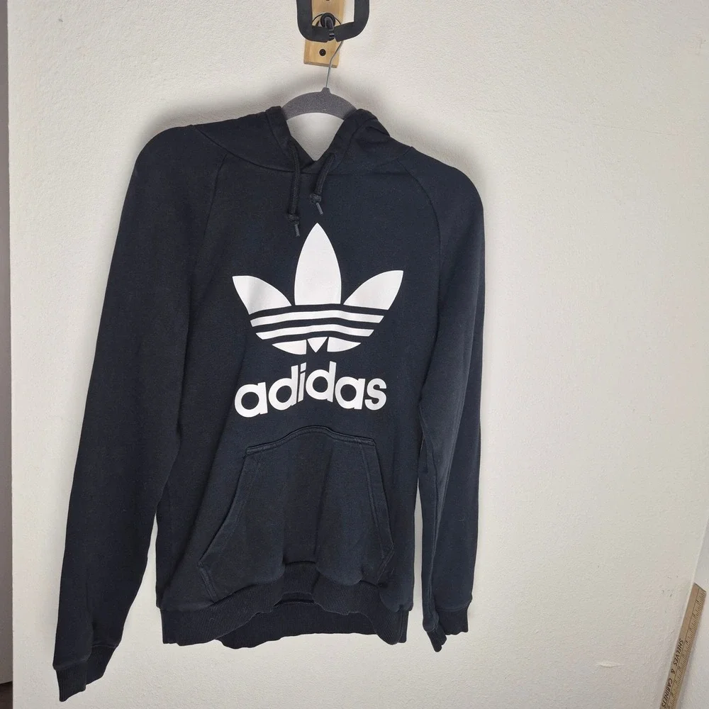 Adidas Originals Trefoil Hoodie Mens Medium‎ Black Pullover Sweatshirt BR4852
